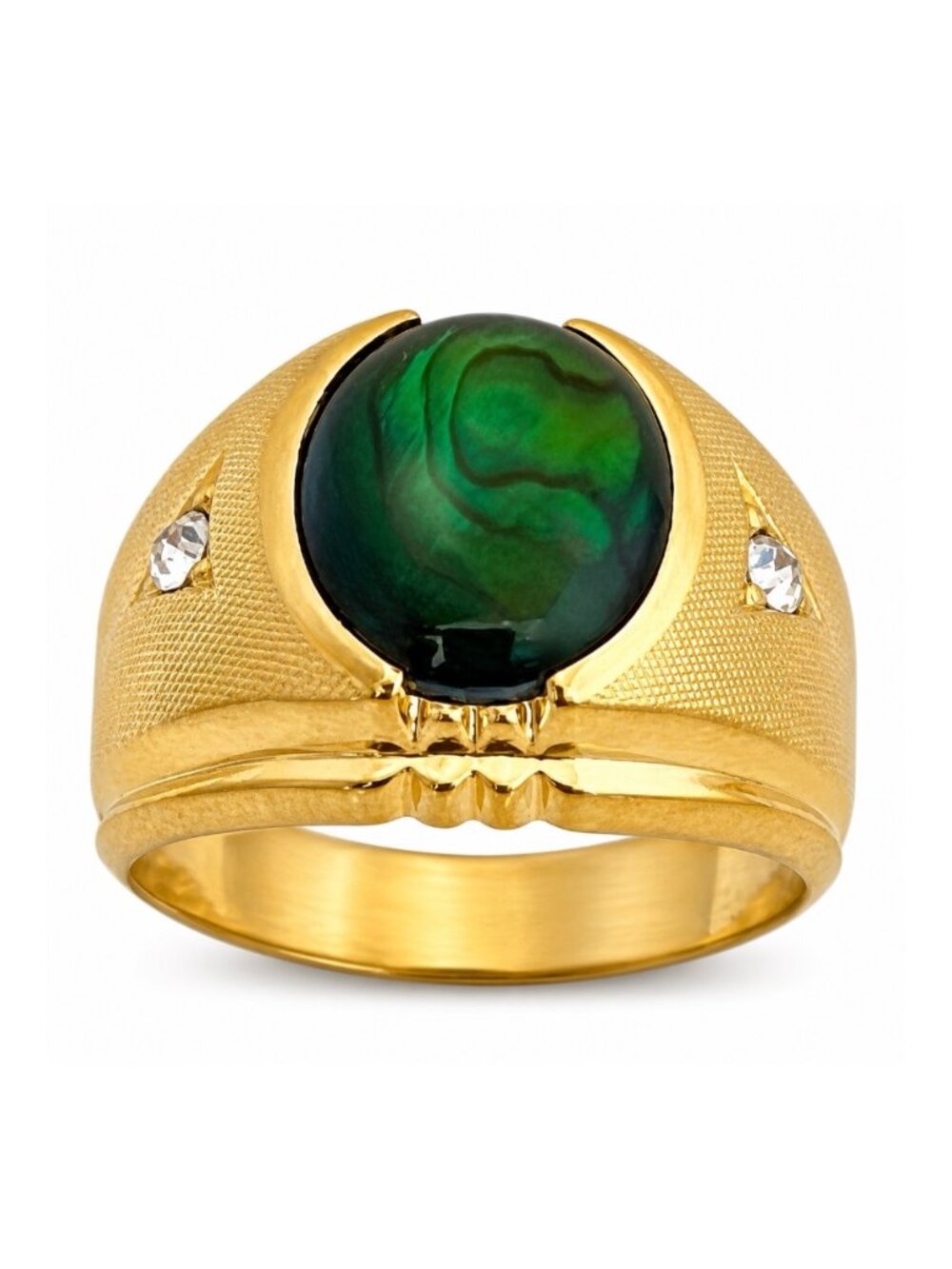 Vintage 1960s Clark & Coombs Abalone Ring Size 7 14KT Gold Plate - 14O